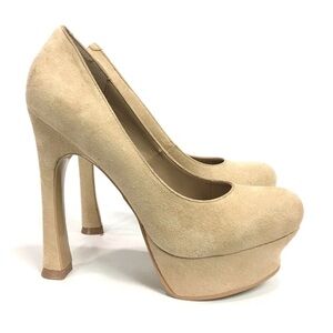 Kelsi Dagger Womens 8.5 Platform Heels Abrielle Pump Tan Nude Suede Neutral